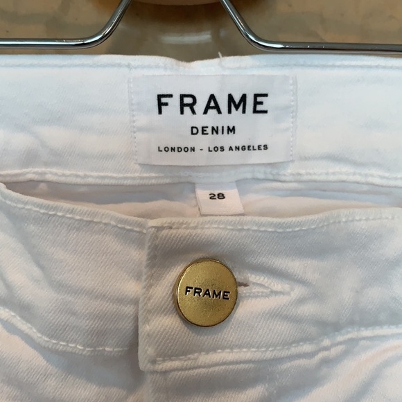 Frame Denim | White Le Skinny de Jeanne Raw Stagger Hem Jeans Classic Skinny 28 - Picture 5 of 16